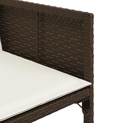 17 Piece Garden Dining Set with Cushions Brown Poly Rattan
