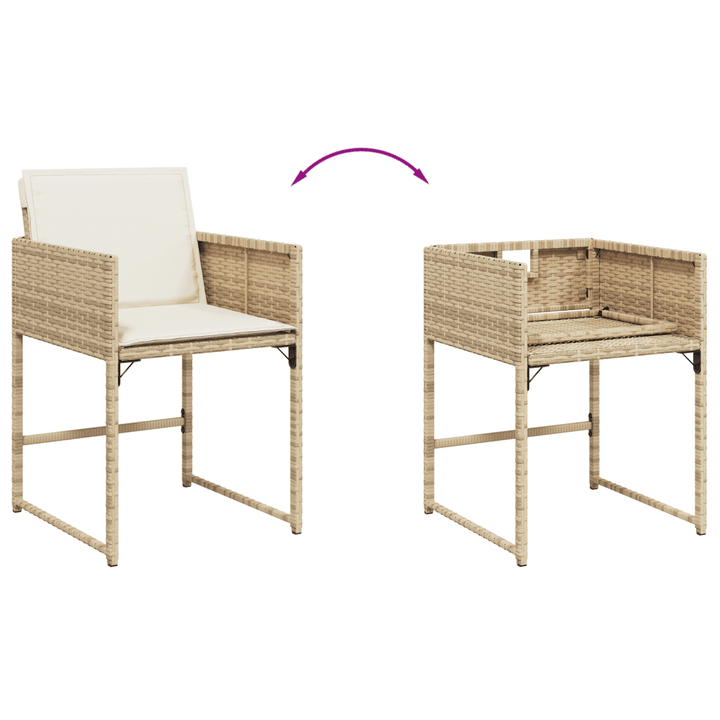 13 Piece Garden Dining Set with Cushions Beige Poly Rattan