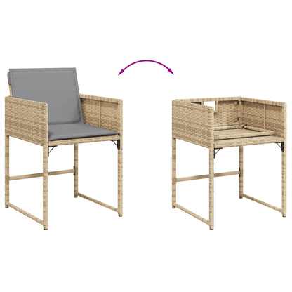 13 Piece Garden Dining Set with Cushions Mix Beige Poly Rattan