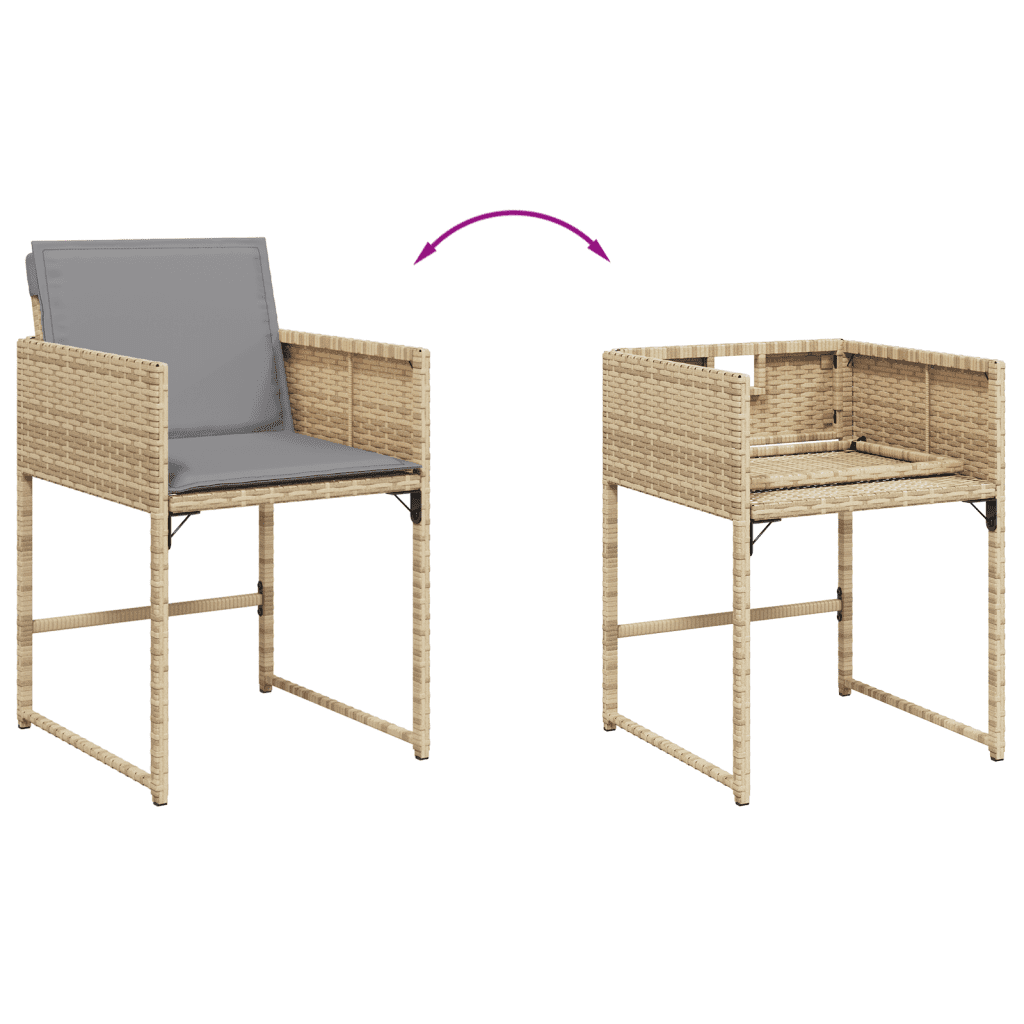 9 Piece Garden Dining Set with Cushions Mix Beige Poly Rattan