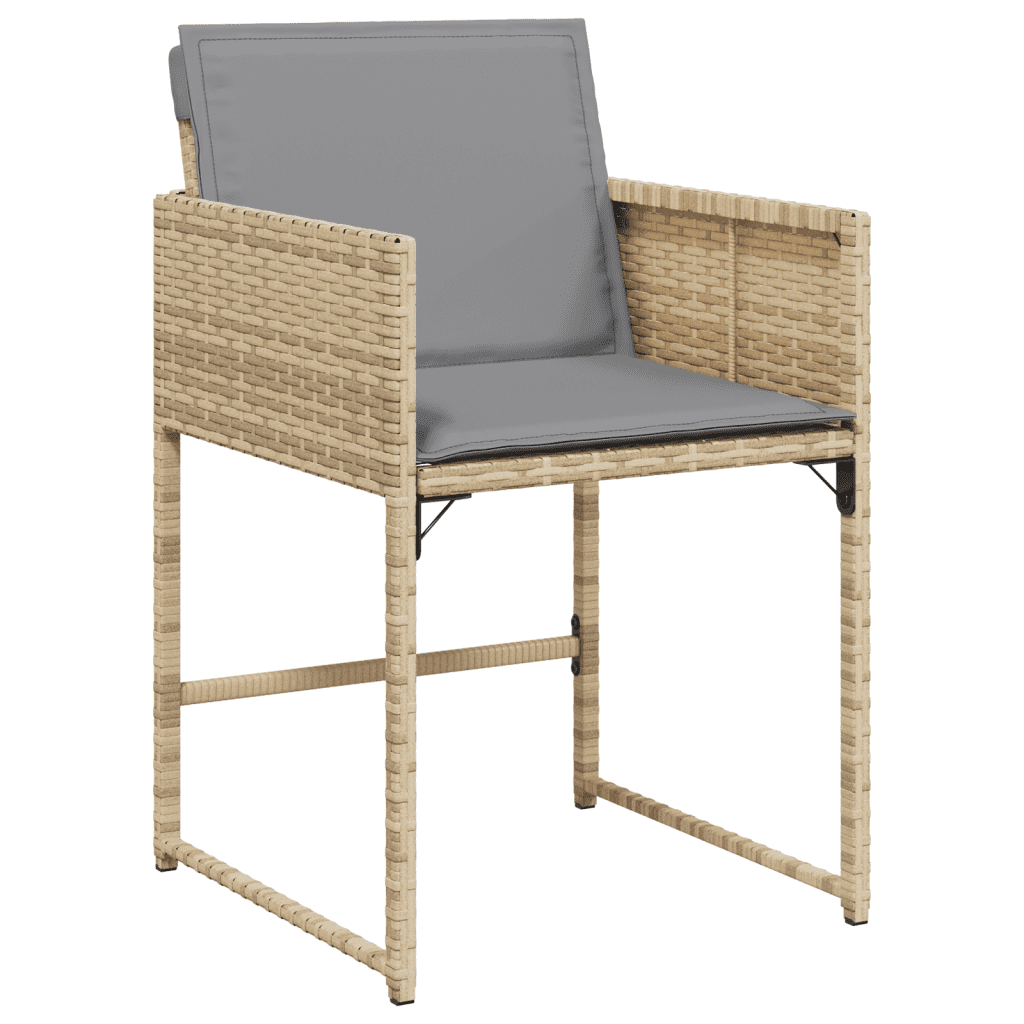 13 Piece Garden Dining Set with Cushions Mix Beige Poly Rattan