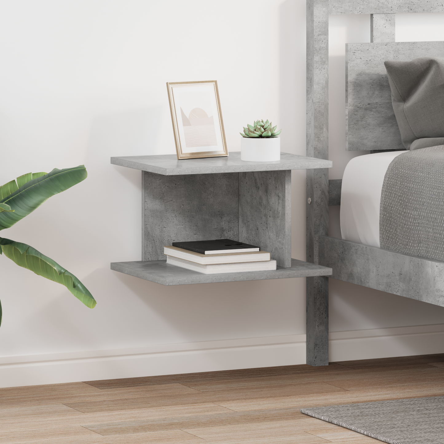 Bedside Table 2 pcs Concrete Grey 40 x 30 x 25 cm
