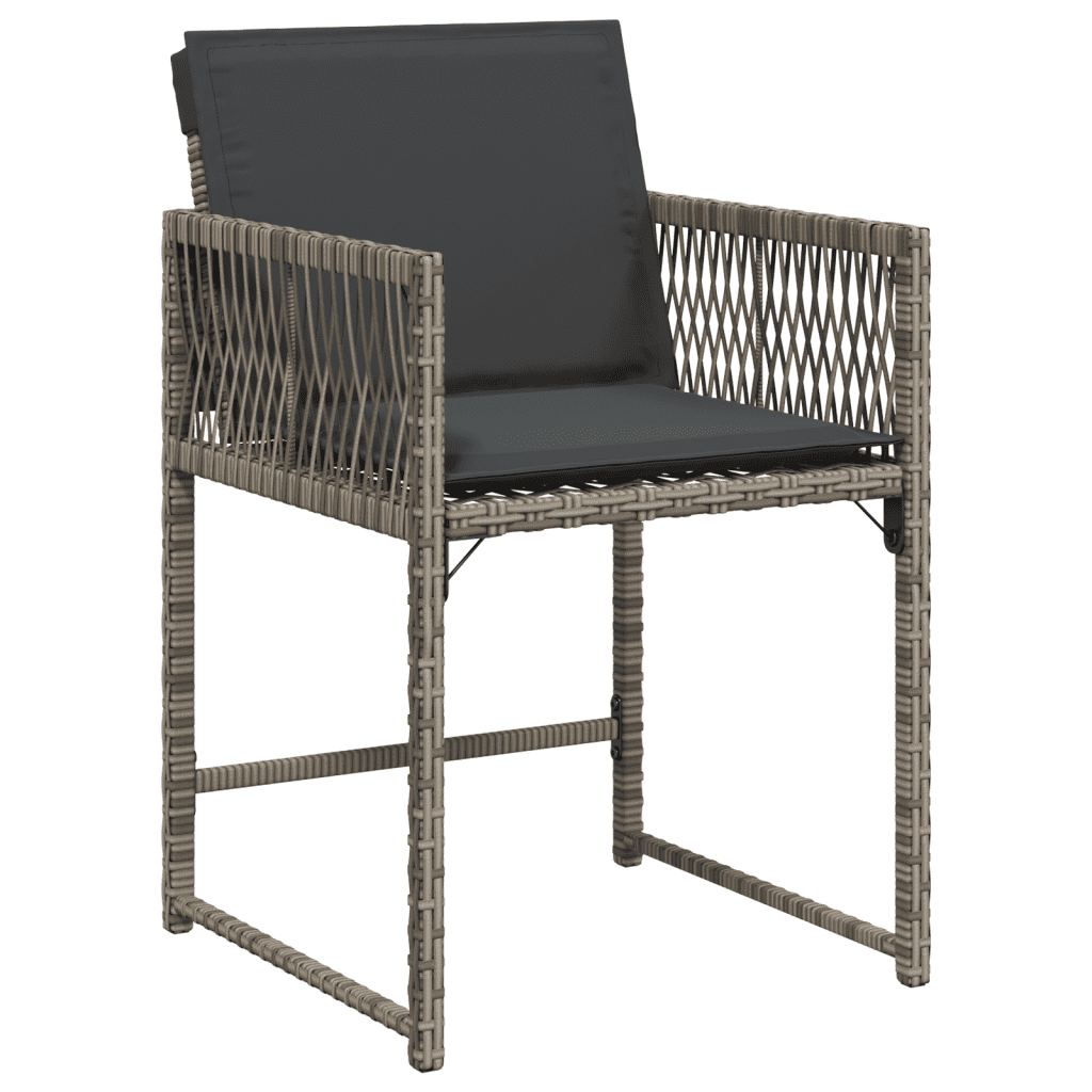 15 Piece Garden Dining Set with Cushions Grey Poly Rattan