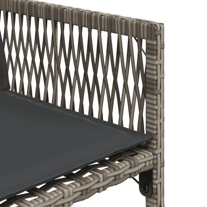 15 Piece Garden Dining Set with Cushions Grey Poly Rattan