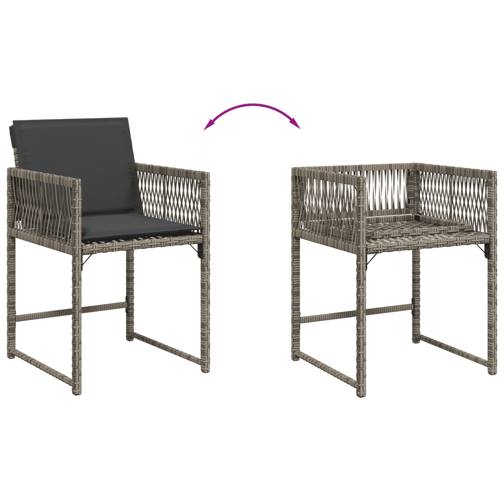 9 Piece Garden Dining Set with Cushions Grey Poly Rattan