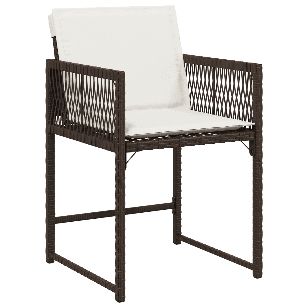13 Piece Garden Dining Set with Cushions Brown Poly Rattan