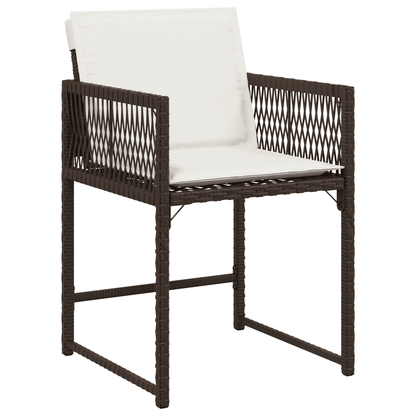 13 Piece Garden Dining Set with Cushions Brown Poly Rattan