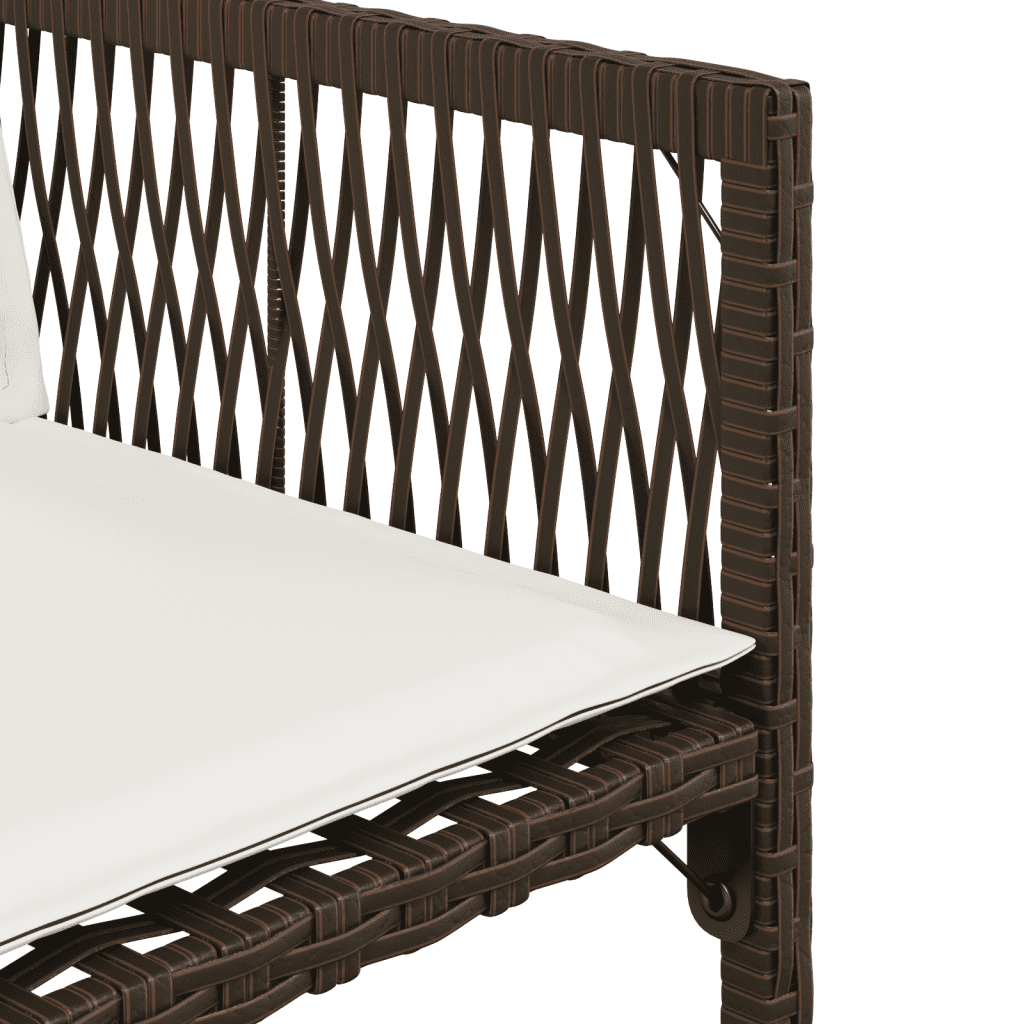 9 Piece Garden Dining Set with Cushions Brown Poly Rattan