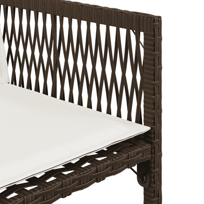9 Piece Garden Dining Set with Cushions Brown Poly Rattan