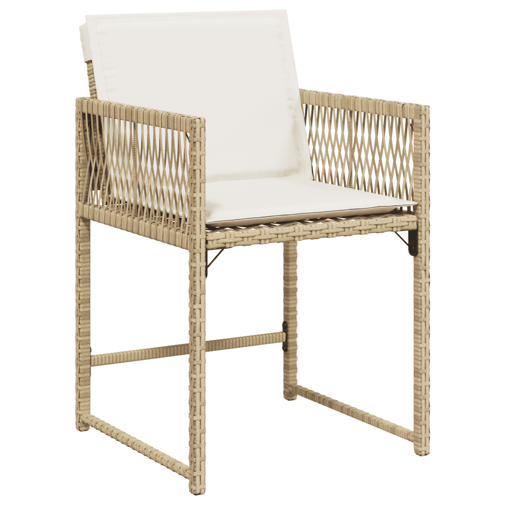 13 Piece Garden Dining Set with Cushions Beige Poly Rattan