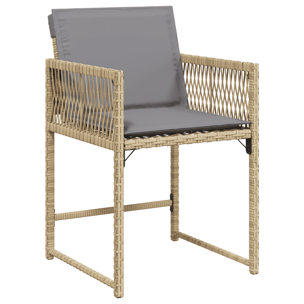 13 Piece Garden Dining Set with Cushions Mix Beige Poly Rattan