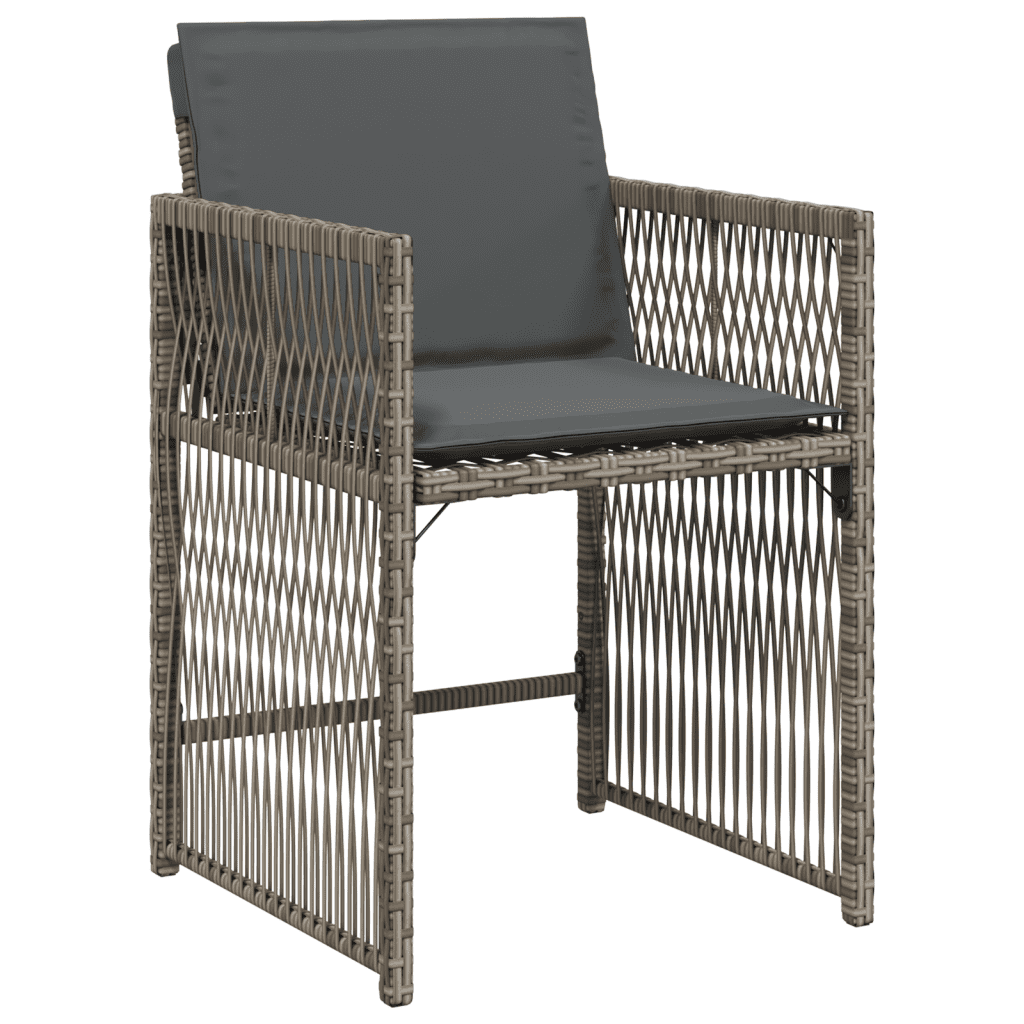 13 Piece Garden Dining Set with Cushions Grey Poly Rattan