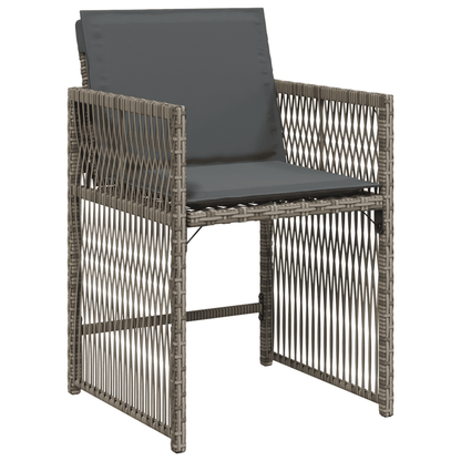13 Piece Garden Dining Set with Cushions Grey Poly Rattan