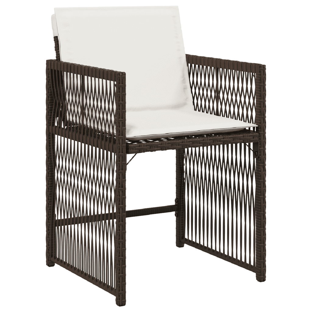 13 Piece Garden Dining Set with Cushions Brown Poly Rattan