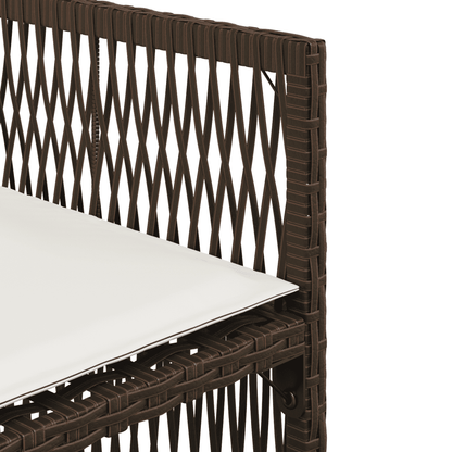 9 Piece Garden Dining Set with Cushions Brown Poly Rattan