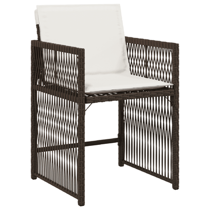 9 Piece Garden Dining Set with Cushions Brown Poly Rattan