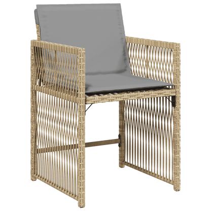 11 Piece Garden Dining Set with Cushions Mix Beige Poly Rattan