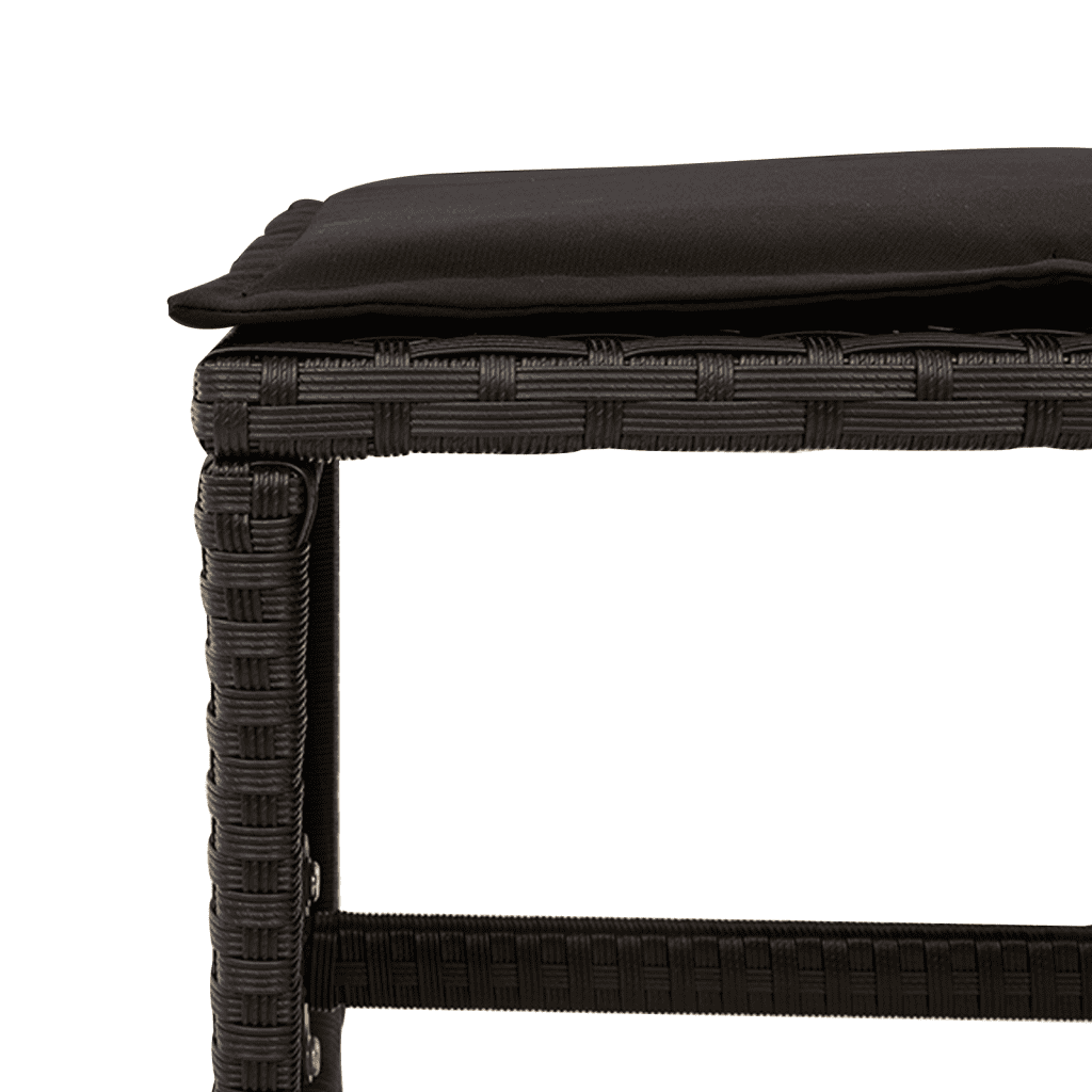 11 Piece Garden Dining Set with Cushions Black Poly Rattan