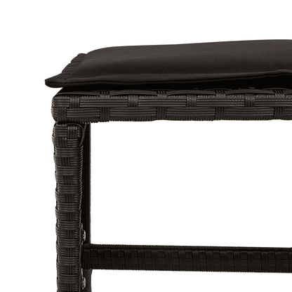 11 Piece Garden Dining Set with Cushions Black Poly Rattan