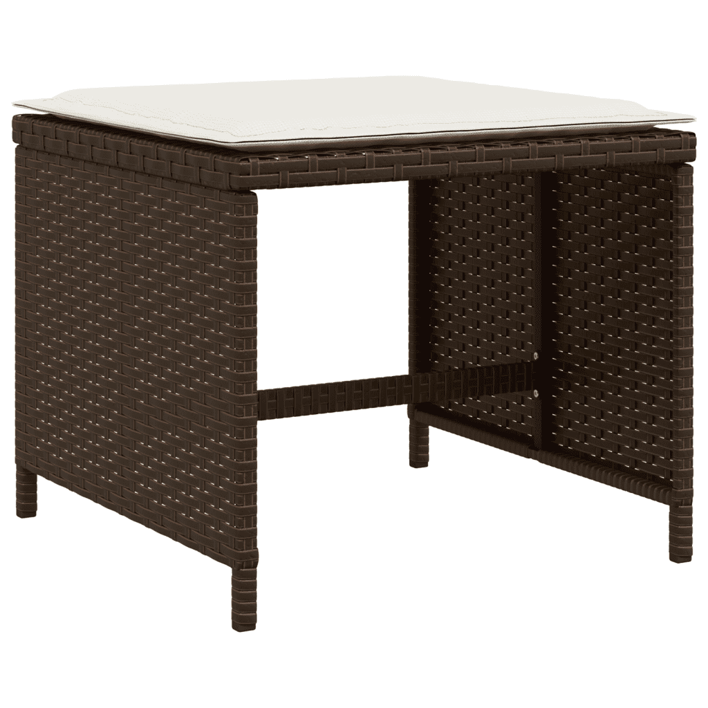 17 Piece Garden Dining Set with Cushions Brown Poly Rattan