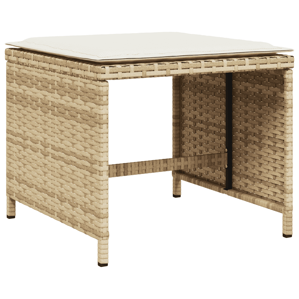 13 Piece Garden Dining Set with Cushions Beige Poly Rattan