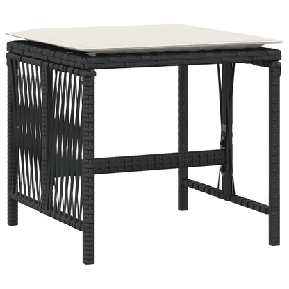 17 Piece Garden Dining Set with Cushions Black Poly Rattan