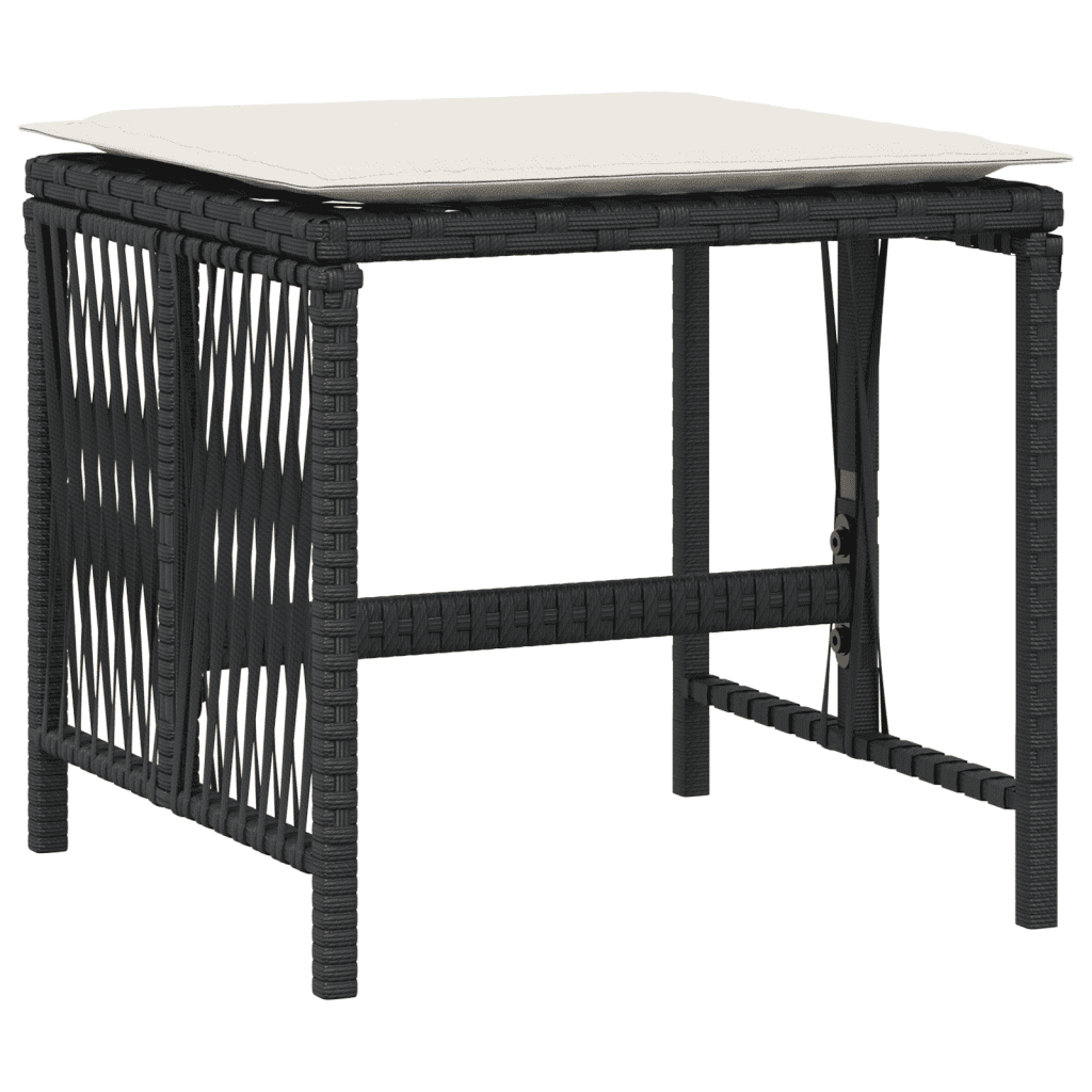 13 Piece Garden Dining Set with Cushions Black Poly Rattan