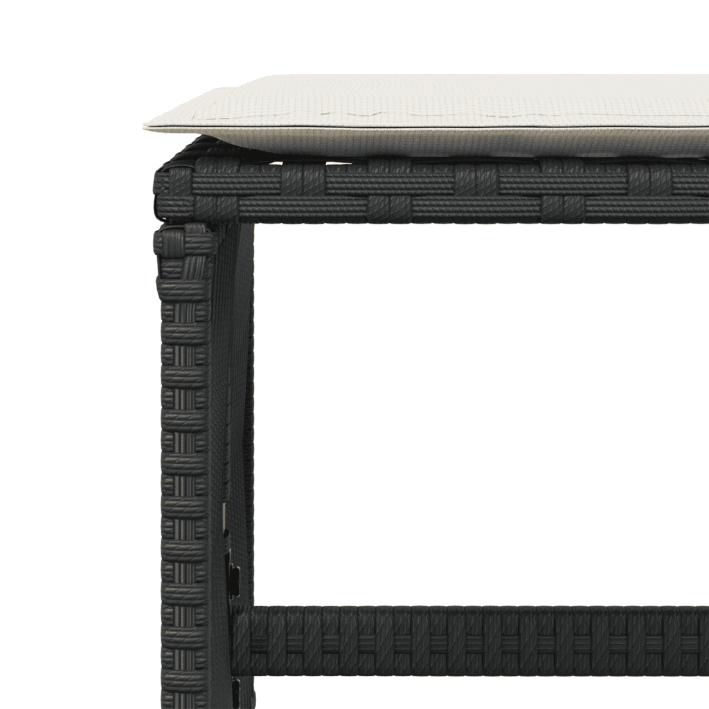 11 Piece Garden Dining Set with Cushions Black Poly Rattan