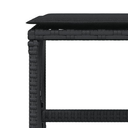9 Piece Garden Dining Set with Cushions Black Poly Rattan