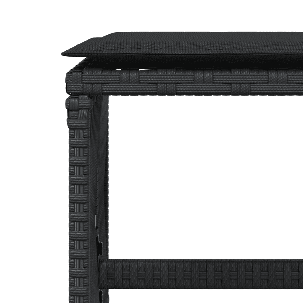 11 Piece Garden Dining Set with Cushions Black Poly Rattan