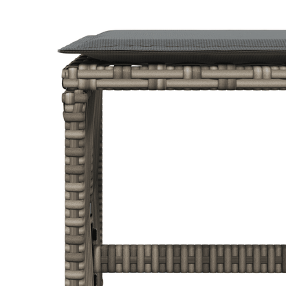 15 Piece Garden Dining Set with Cushions Grey Poly Rattan
