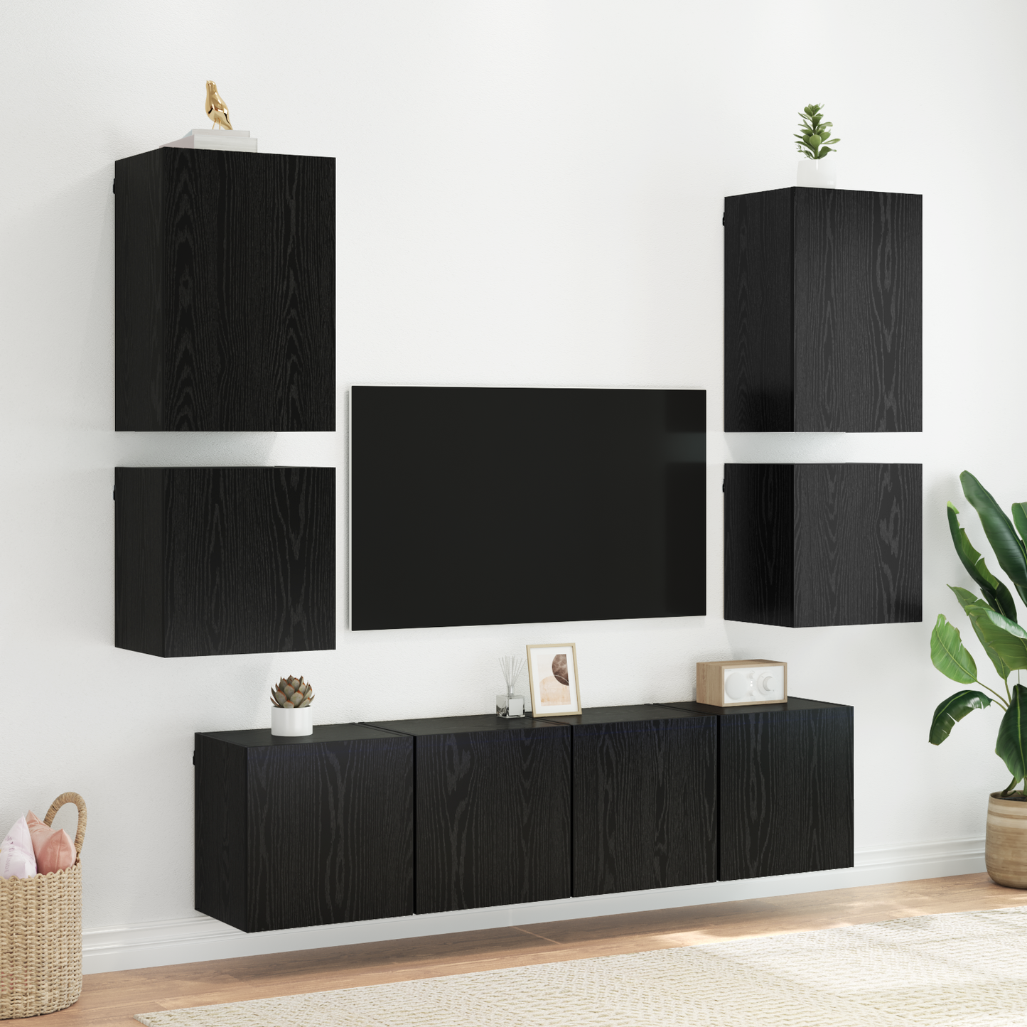 TV Wall Cabinet Black Oak 40.5x30x40cm Engineered Wood