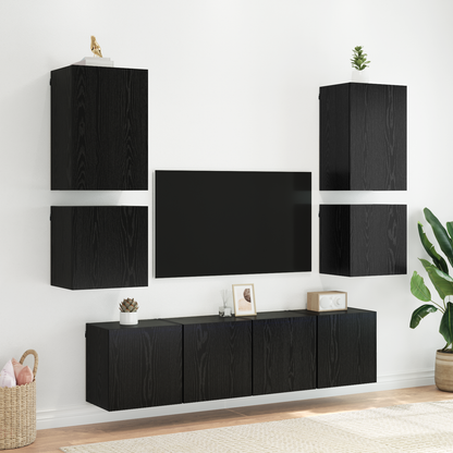 TV Wall Cabinet Black Oak 40.5x30x40cm Engineered Wood