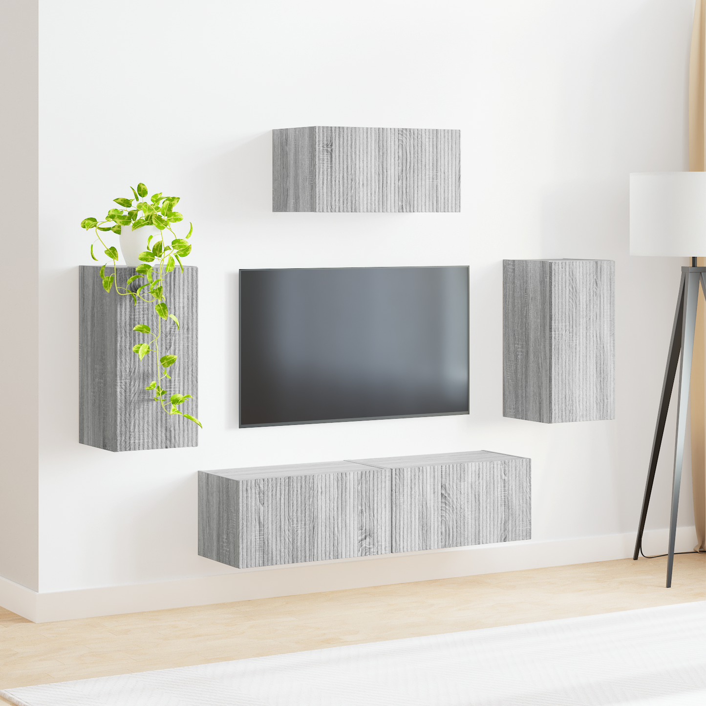 TV Cabinet Set Wall-mounted 5 pcs Grey Sonoma Engineered Wood
