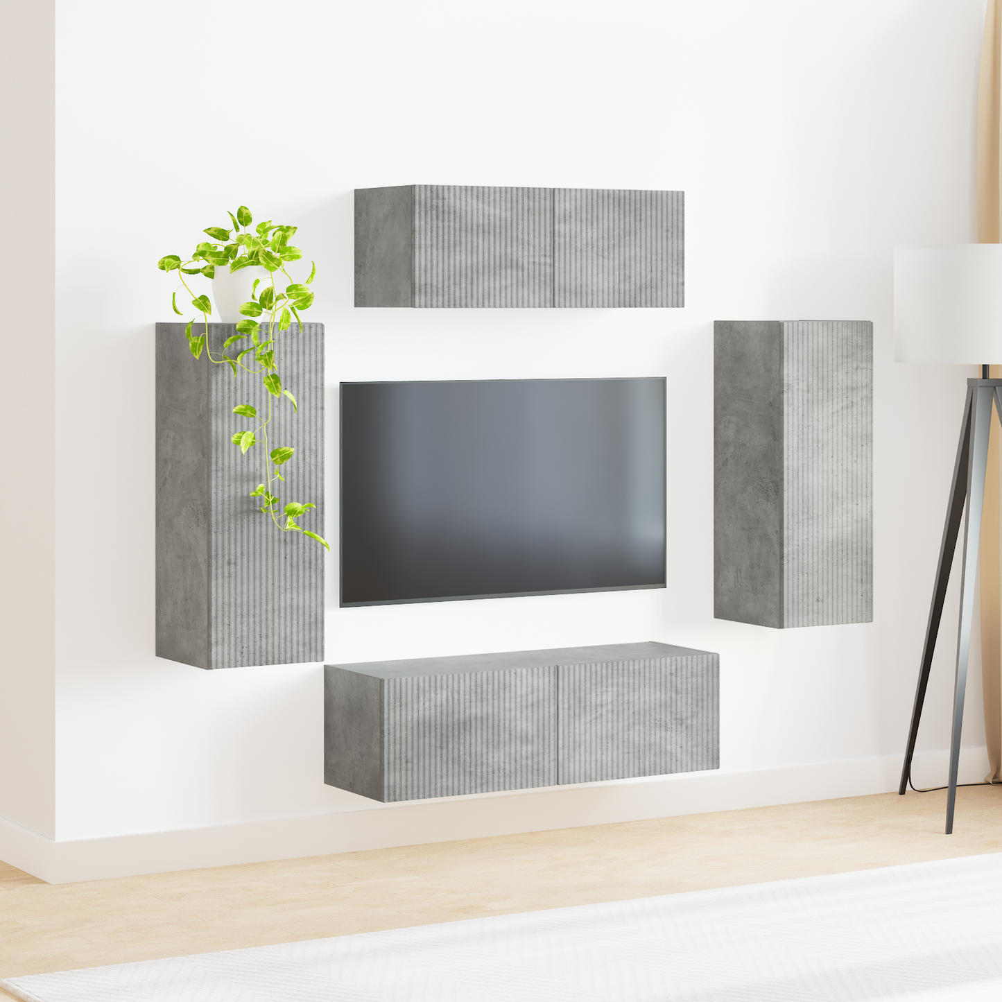 TV Cabinet Set 4 pcs Concrete Grey Engineered Wood