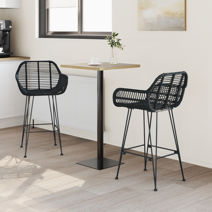 Bar Chair 2 pcs 55 x 52 x 92 cm Rattan and Iron