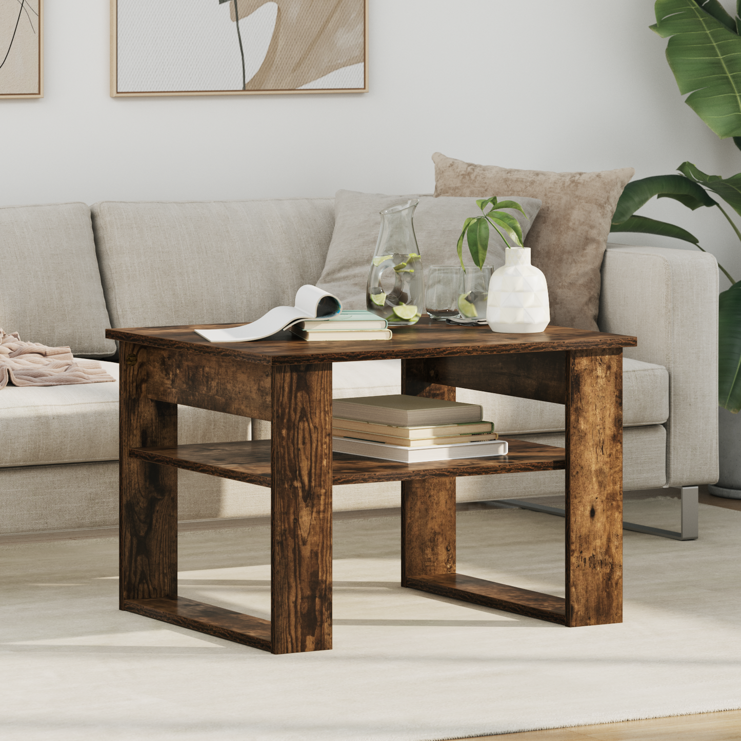 Coffee Table Smoked Oak 64 x 54 x 44 cm Engineered Wood
