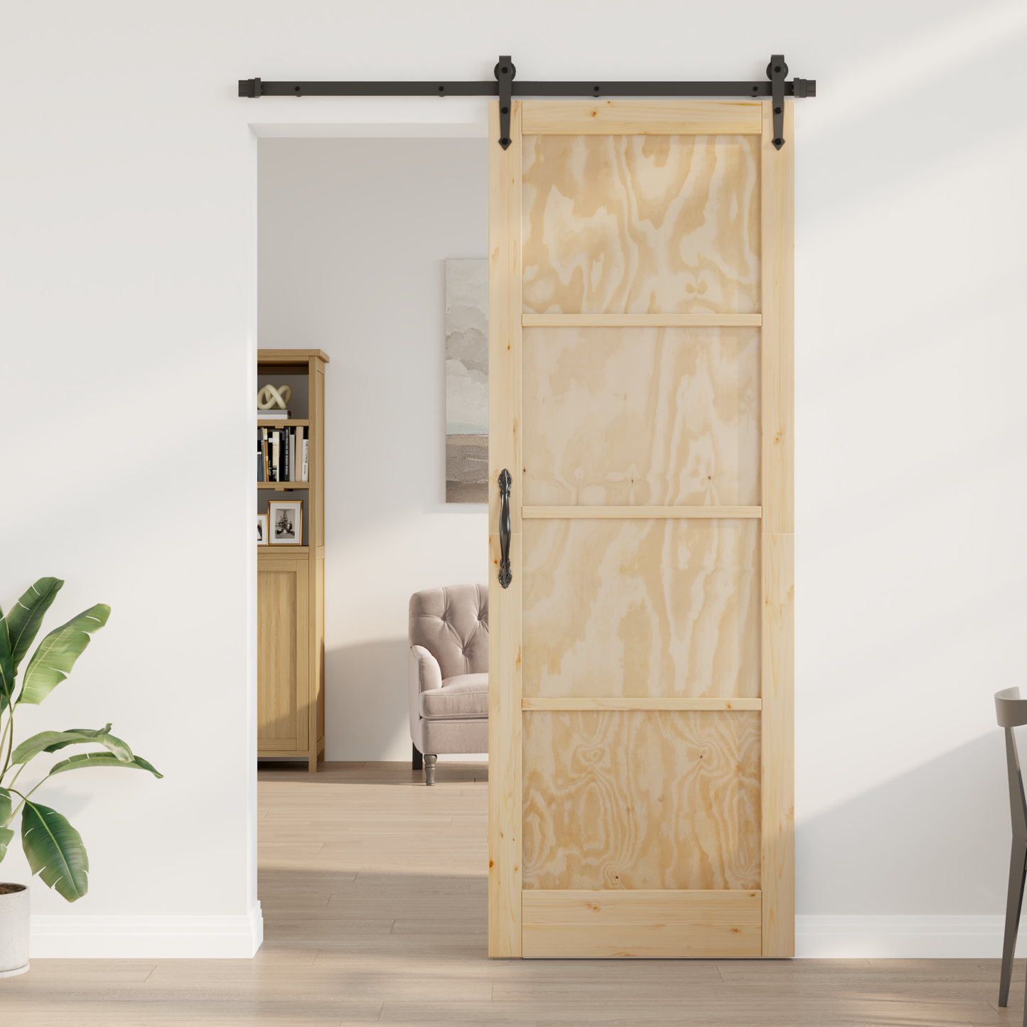 Sliding Door ORKDAL Natural 83 x 232 cm Solid Pine Wood