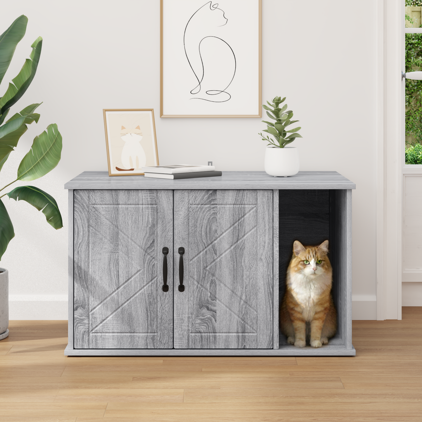 Cat House Grey Sonoma 85 x 55 x 50 cm Engineered Wood