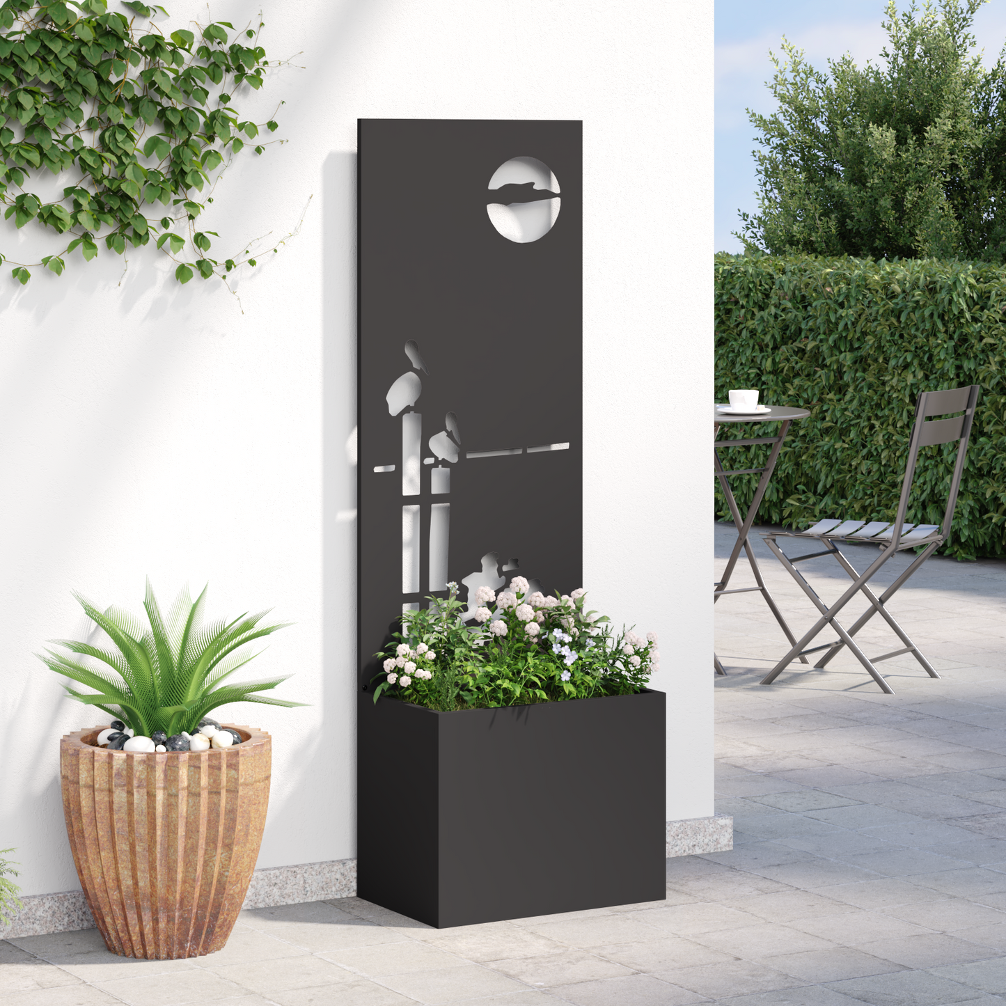Garden Privacy Screen Black 50 x 150 cm Cold-rolled steel