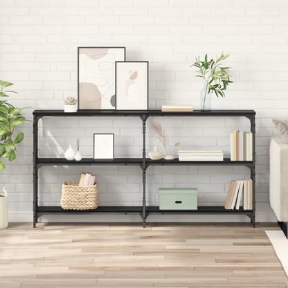 Console Table Black Oak 156 x 28 x 80.5 cm Engineered Wood