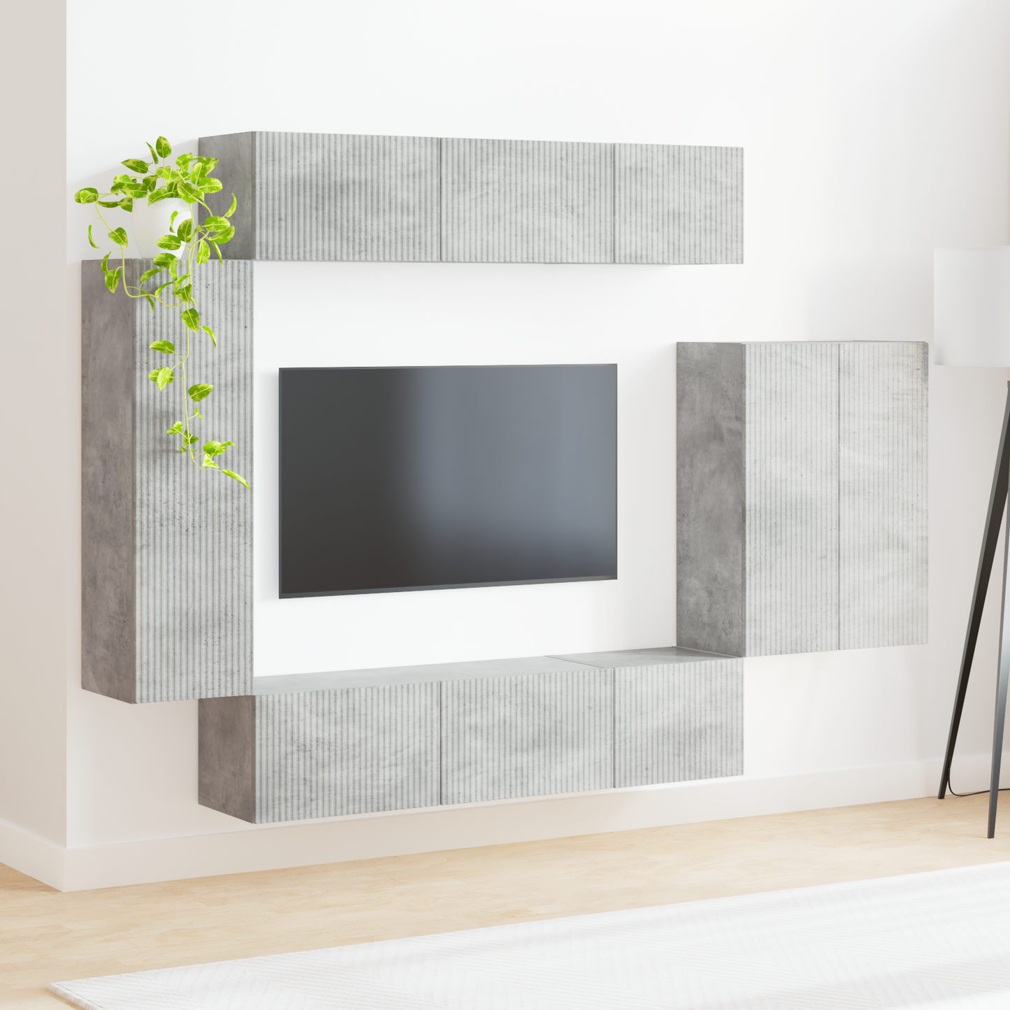 TV Wall Cabinet Set Wall-mounted 6 pcs Concrete Grey