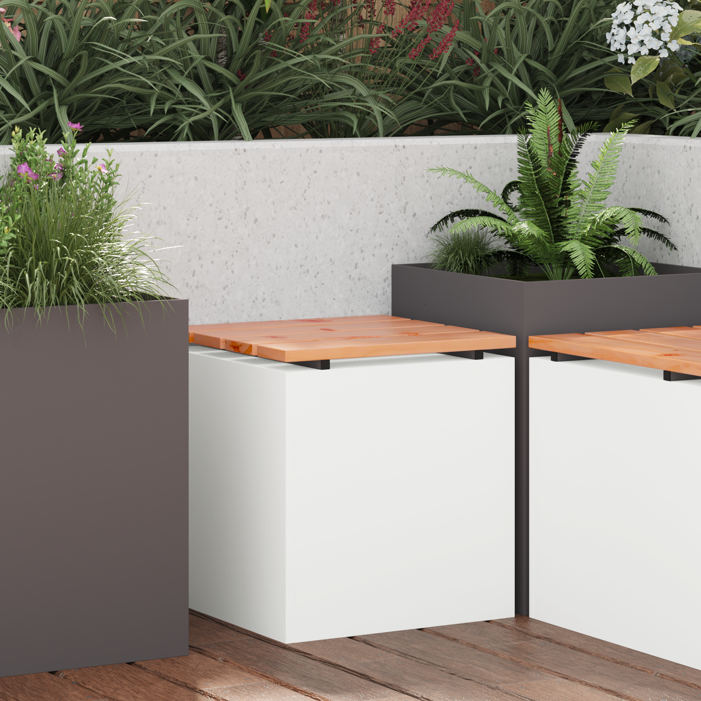 Garden Bench White 40 x 40 x 43 cm Steel