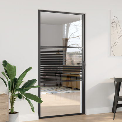 Glass Door Striped Black 102.5 x 3.5 x 201.5 cm Aluminium