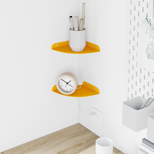 Floating Shelf with Shelf 2 pcs Mustard Yellow 15 x 15 x 2 cm