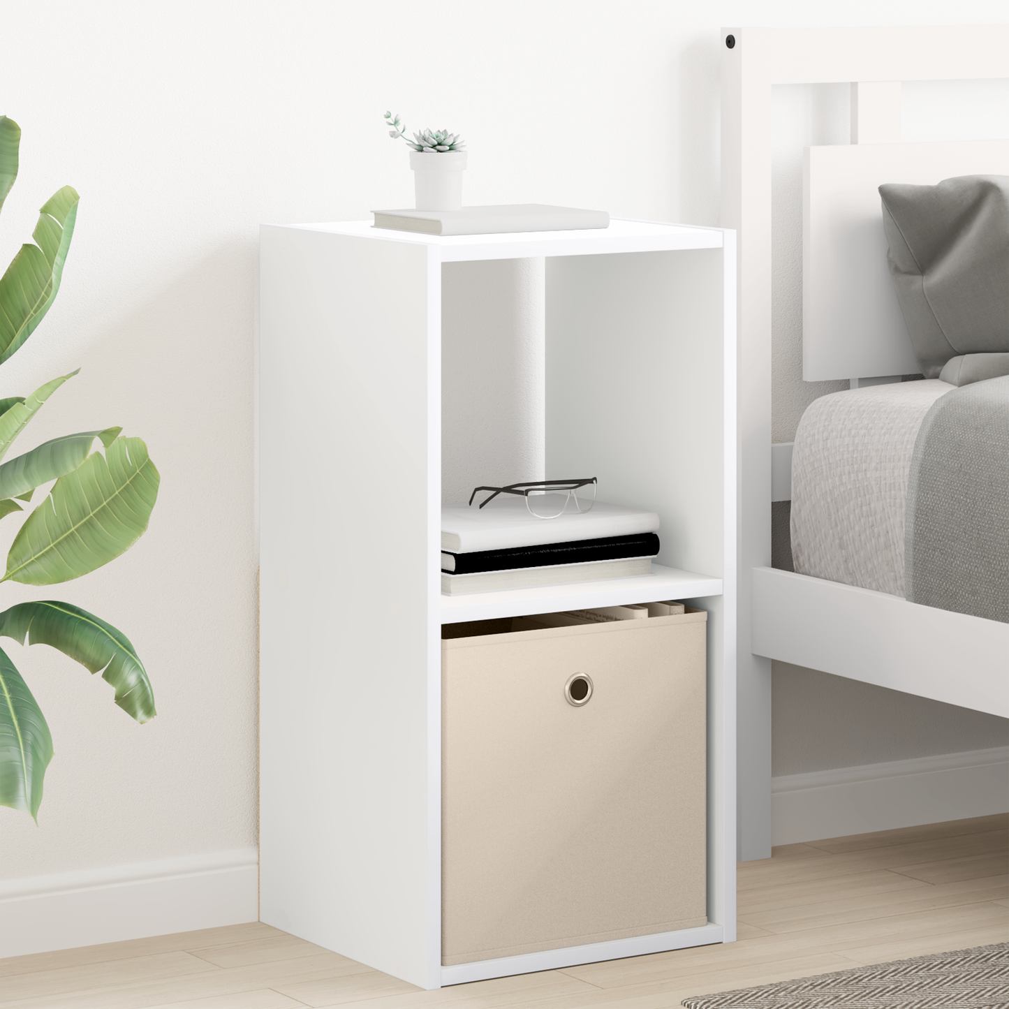 Bedside Table White 35 x 32 x 68.5 cm Engineered Wood