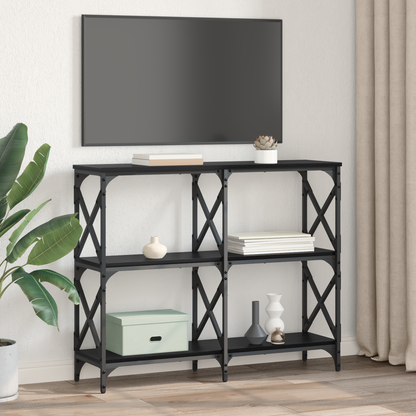 Console Table Black Oak 100 x 28 x 80.5 cm Engineered Wood