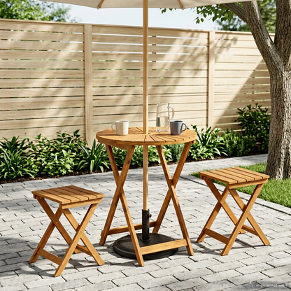 Folding Garden Table Natural Ø60 x 75 cm Solid Acacia Wood