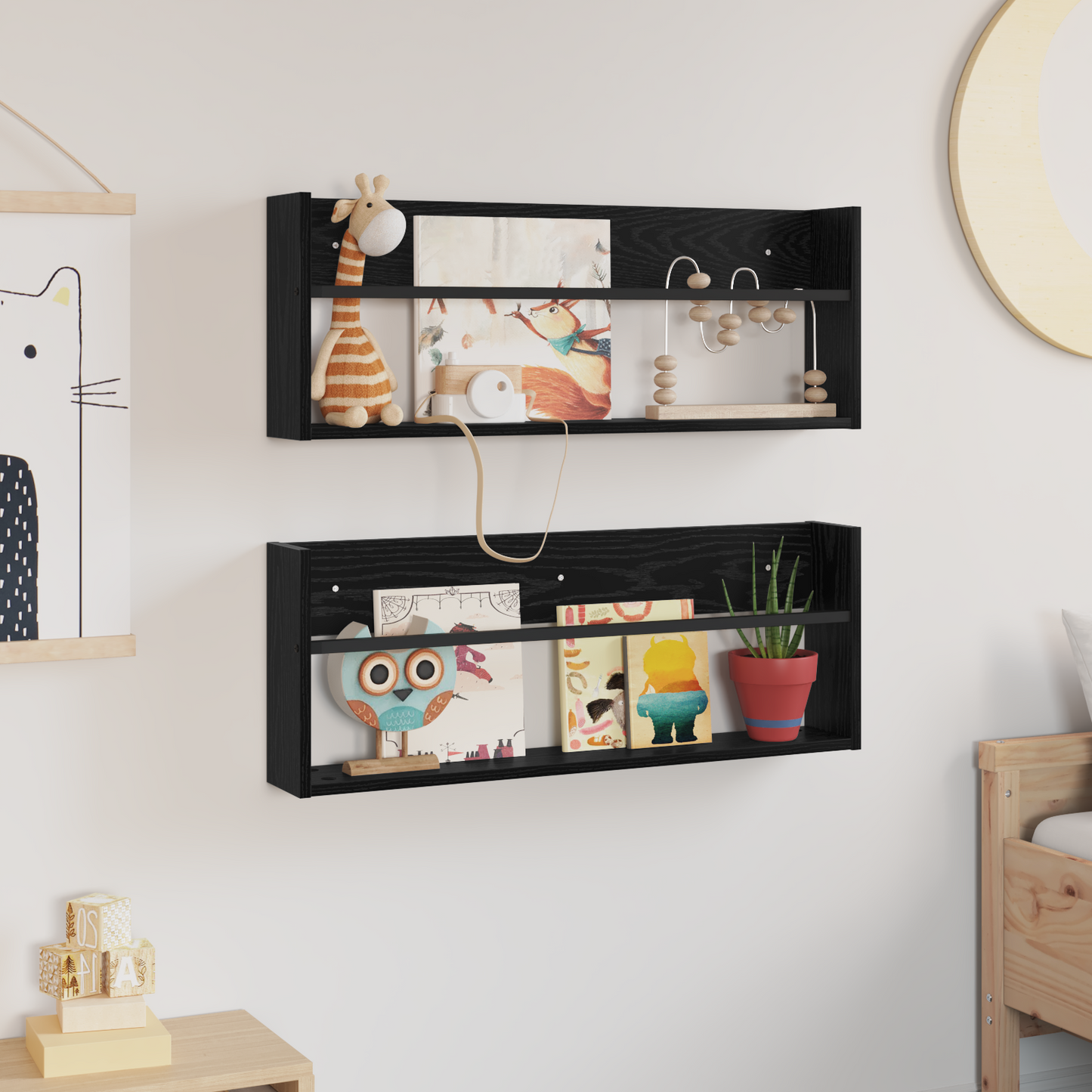 Magazine Rack 2 pcs Black Oak 80 x 12 x 30 cm Engineered Wood