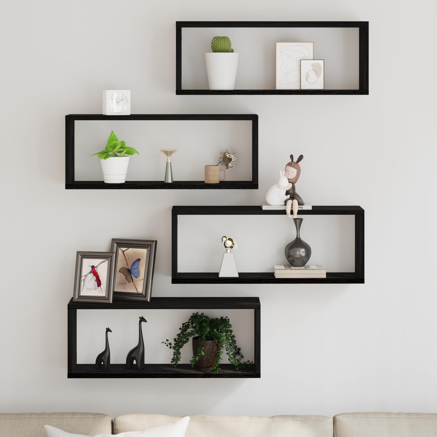 Wall Shelves 4 pcs Black Oak 60 x 15 x 23 cm Engineered Wood